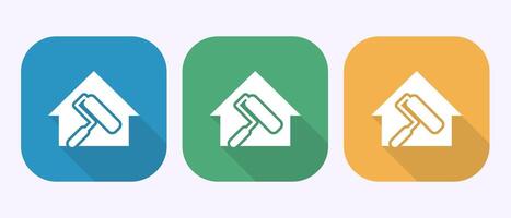 Home painting icon design. House painting sign symbol in shadow button design vector