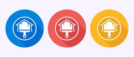 Home painting icon design. House painting sign in shadow button design vector
