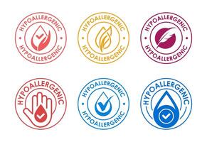 Hypoallergenic tested icons set design. Cosmetic certification label, Hypoallergenic icon sign vector