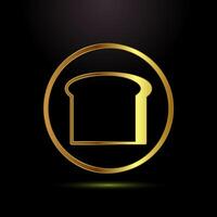 Bread icon design, bakery icon sign symbol in gold color style vector