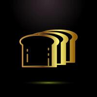 Bread icon design, bakery icon sign in gold color style vector