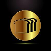 Bread icon design illustration, bakery sign symbol in gold color style vector