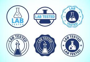 Lab tested icons set design. Laboratory testing product quality certificate symbol, Clinically certified vector