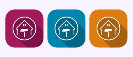 Home painting icon design illustration. House painting sign in shadow button design vector