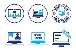Online training icons set design, Webinar icon for website design, logo, app, template, ui vector