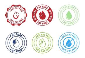 Fat free icons set design. Zero fat circle badge label for dietary product symbol vector