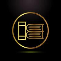 Book icon design, Book sign symbol for apps and websites in gold color style vector