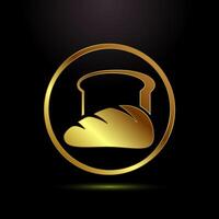 Bread icon, bakery icon sign symbol in gold color style vector