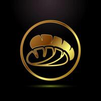 Bread icon design illustration, bakery icon sign in gold color style vector