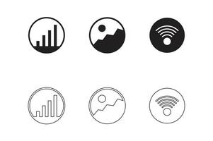 Signal Image Wi-Fi icon symbol black and white icons pack. Mobile phone signal, wi-fi, image icon. vector
