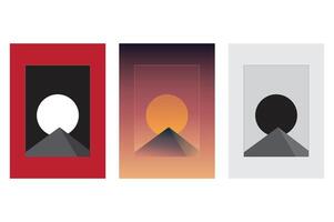 minimalist Sunset Poster Collection Abstract Landscape Design vector