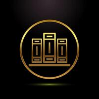 Book icon design illustration, Book symbol for apps and websites in gold color style vector