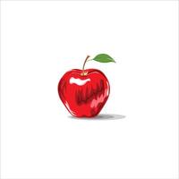 red apple with a leaf stem vector