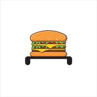 burger food with tomato bread, vegetables, and meat vector
