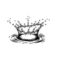 Dramatic Water Splash Crown Elegant Ink Drawing of a Refreshing Drop vector