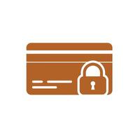 Secure Online Credit Card Transaction Brown Credit Card Icon with Padlock, Illustrating Safe and Protected Payment Process, Ensuring Financial Security vector