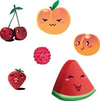 cute and colorful summer fruits vector