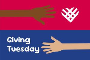 red and blue with hand giving tuesday background vector
