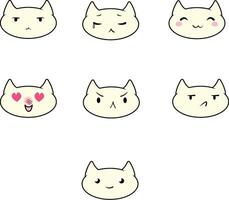 kawaii cats mood set vector