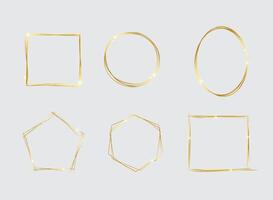 Set of geometric gold frame isolated on white.Golden Geometrical frames.Simple abstract golden frames.Set of luxury gold frames collection.Luxury gold borders for wedding invitation elements. vector
