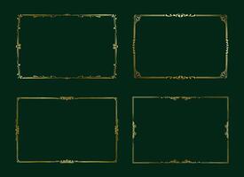 Set of Decorative vintage frames and borders set,Gold photo frame with corner Thailand line floral for picture, design decoration pattern style. border design is pattern Thai art style vector