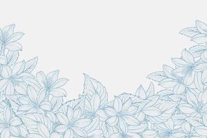 Luxury floral botanical on white background . Elegant line wallpaper lily, flowers, leaves, foliage, branches in hand drawn. Lily frame design for wedding, invitation. vector