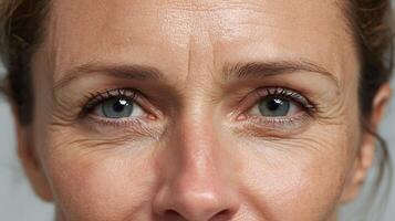A Facial closeup before botox with visible expression lines photo