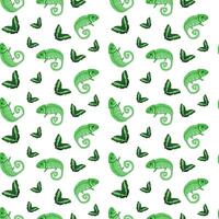 Green chameleons and butterfly pattern vector