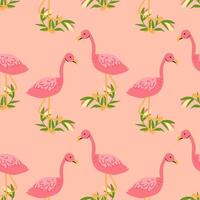 Pink flamingos in a playful pattern vector
