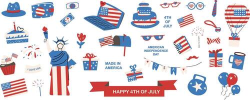 4th of July themed icons and symbols vector