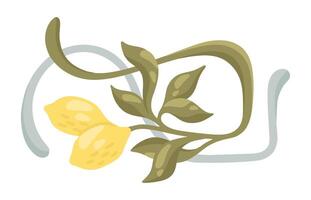 Mediterranean decorative element with lemons. Art Nouveau style. . vector