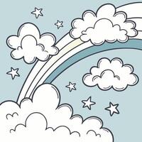 Vector-style clouds in repeating layers, soft puffy white on sky blue, cartoonish and flat design vector