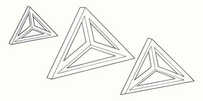 Three impossible triangles, black outlines, white background vector