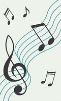 Abstract musical notes in style, floating black symbols on pastel blue with rhythm lines vector