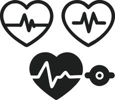 Repeating heart and heartbeat icons, health and wellness theme vector