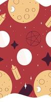 A celestial moons, alchemical symbols, and tiny twinkling stars on a midnight vector
