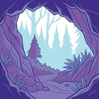 Crystal cave abstract design in , jagged shapes in purples and blues, glowing edge effects vector