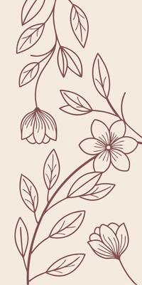 Minimalist brown floral lines on a beige background.