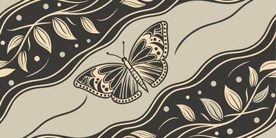 A butterfly with decorative patterns on its wings, set against a background vector