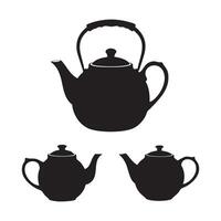 Teapot silhouette set on white background vector
