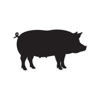 Pig Standing Profile in Black Silhouette Style silhouette vector