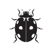Ladybug Illustration with White Spots in Black Silhouette vector
