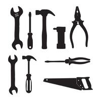 Tools in silhouette against white vector