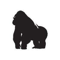 Powerful gorilla standing profile view silhouette isolated on white background vector