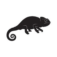 Chameleon with a Swirled Tail Black Silhouette This vector
