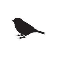 Small Bird Perched on Ground Silhouette simple silhouette vector