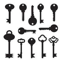 Silhouette set of keys on white background vector