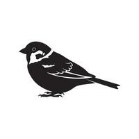 Detailed Sparrow Bird Illustration in Black Silhouette Style silhouette vector