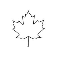 Simple Maple Leaf Outline on White Background silhouette vector