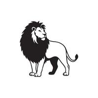 Majestic Lion Standing Proudly Black and White Silhouette vector